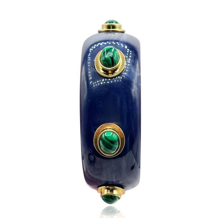 Renee Bangle In Lapis Resin And Malachite Stones for wholesale by Michael Nash Jewelry