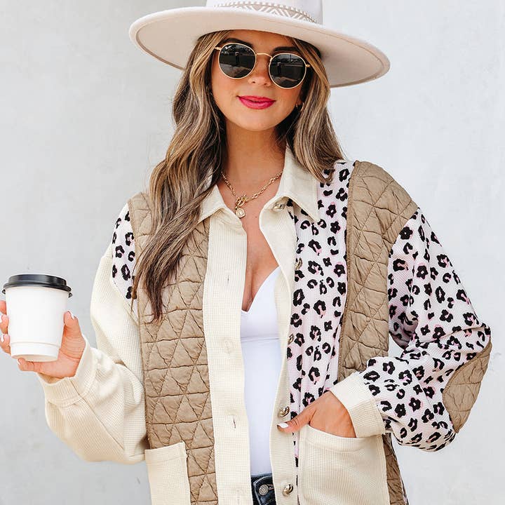 Khaki Leopard Waffel Stepp-Patchwork-Jacke mit Knopfleiste und andere Ergebnisse für waffel im Großhandel. Kostenlose Rücksendungen und 60-Tage-Zahlungsziel auf Faire im Trend auf Faire.