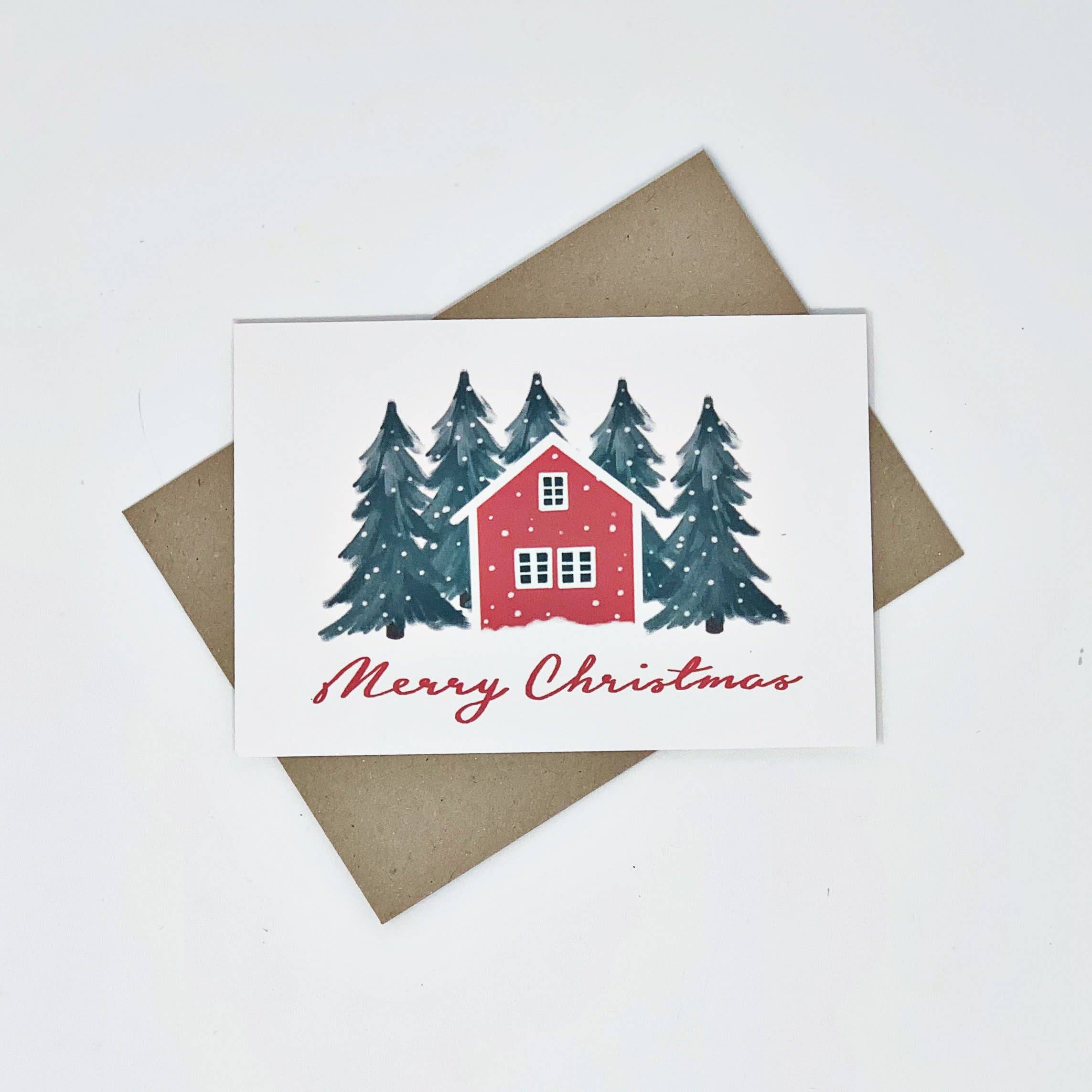 Lomond Paper Co - Wholesale Christmas Card - Scandinavian Red House "Merry Christmas"2