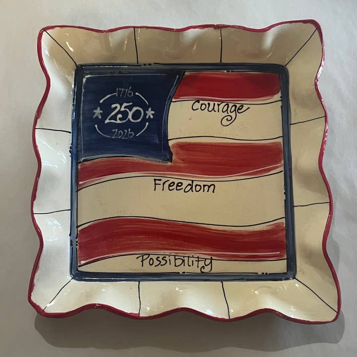 Heartfelt Traditions - Wholesale Platter - Patriotic Square Platter (250th Anniversary (2026))0
