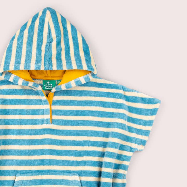 Blue Striped Kids Hooded Beach Poncho for wholesale on Faire1