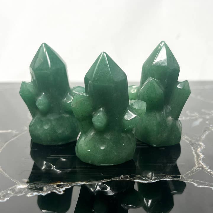 Green Aventurine "Crystal Cluster" Carving for wholesale by The Crystal Tabby
