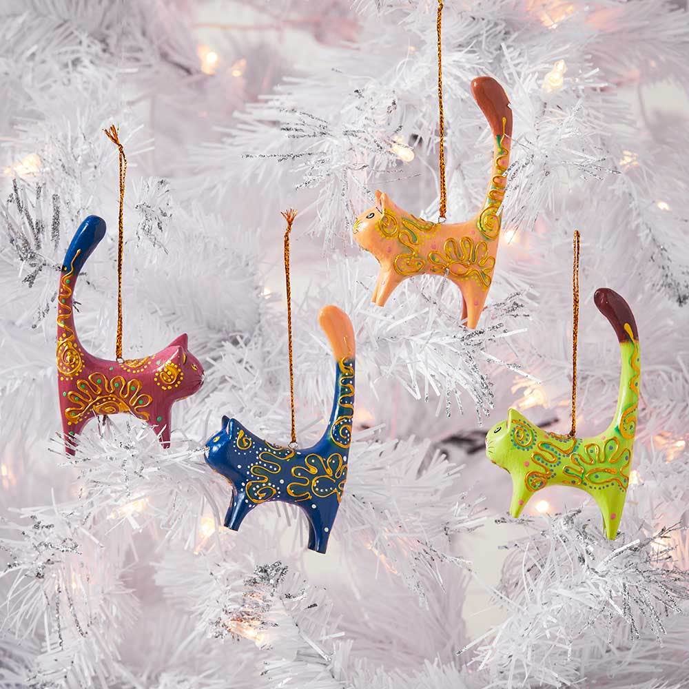 SERRV International - Wholesale Ornament Set - Party Cat Ornaments - Set of 41
