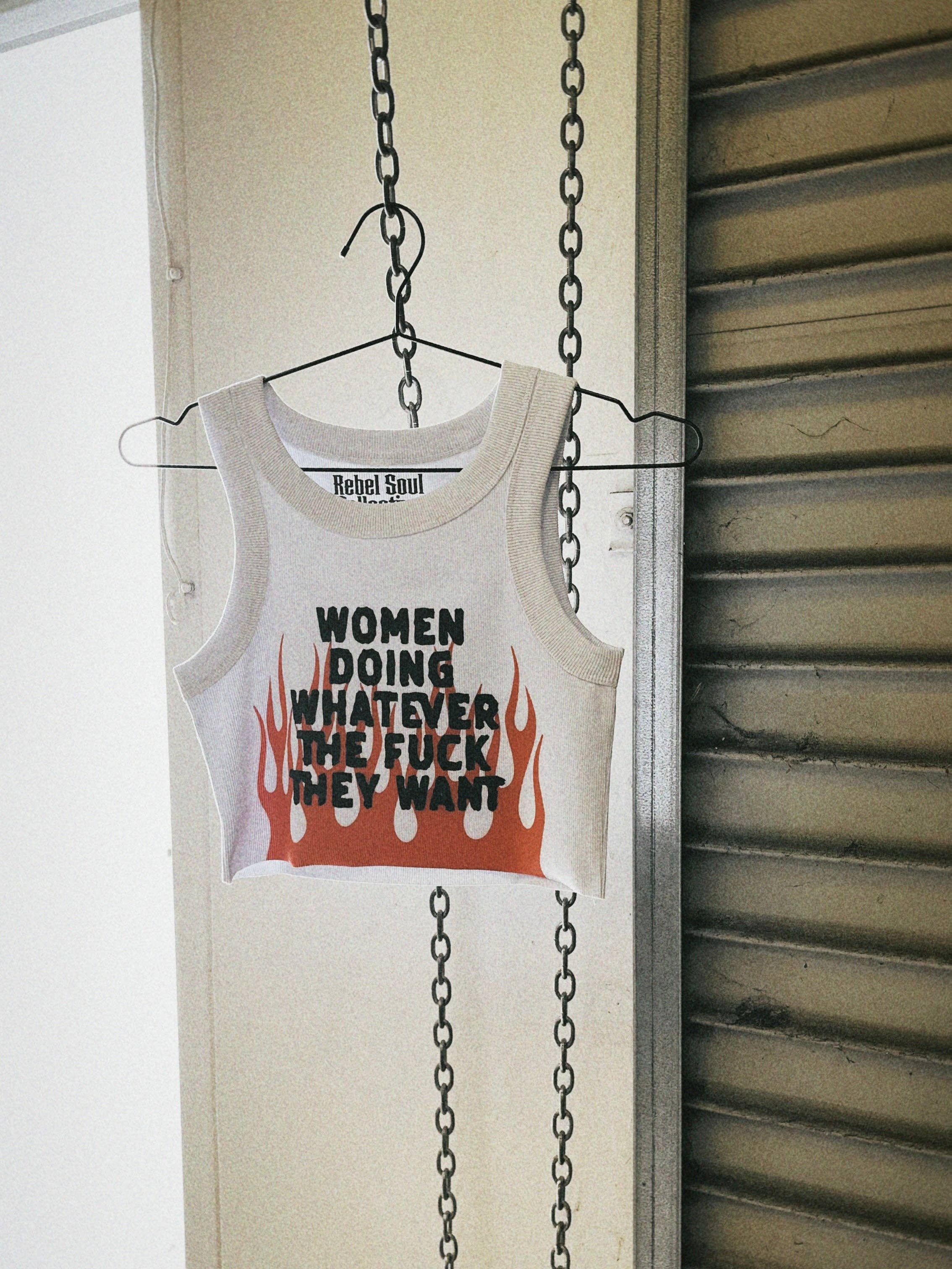 White Women Doing Whatever Flame Crop Tank for wholesale on Faire0
