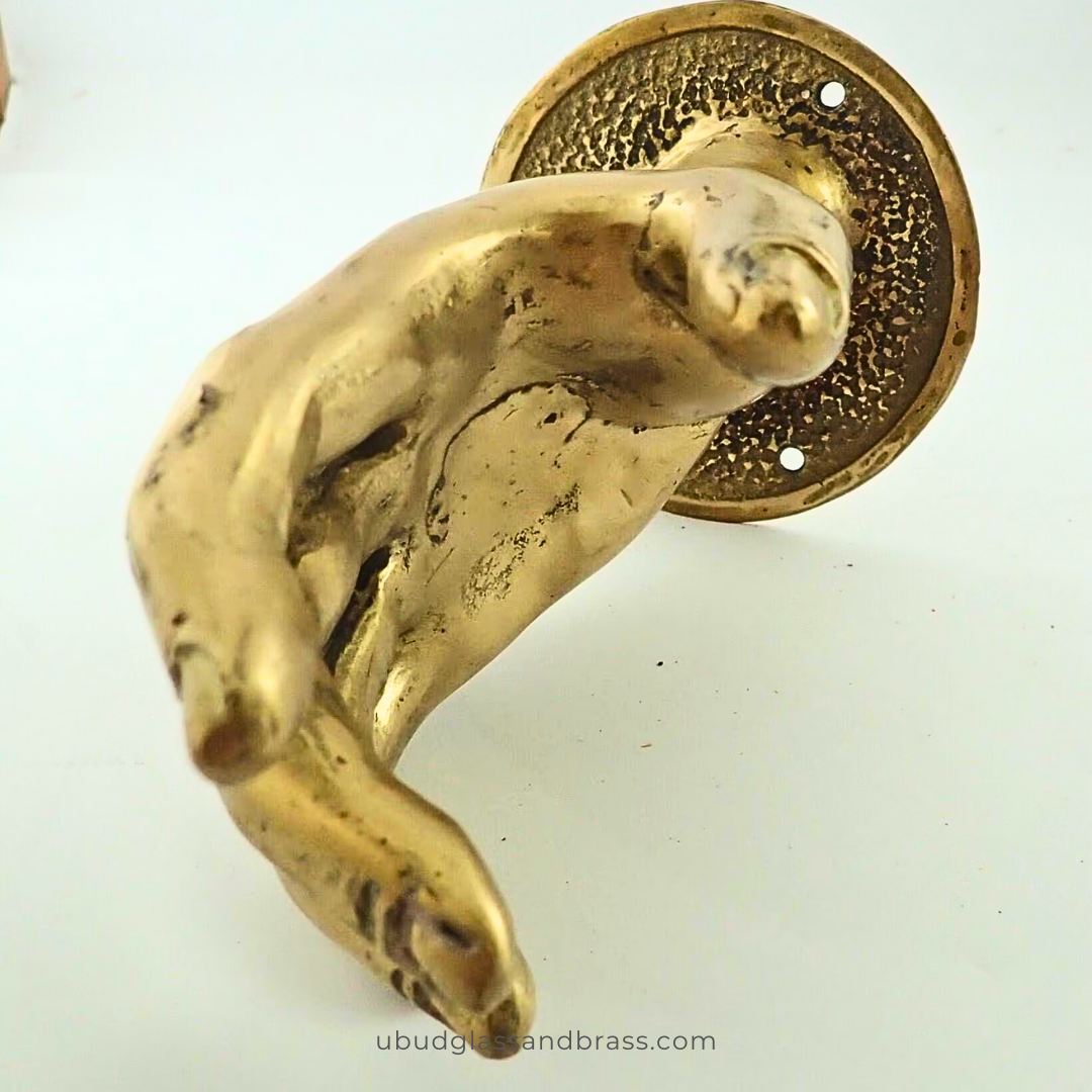 Ubud Glass - Vente Poignée/bouton - Poignée de porte poignée de main en laiton massif – Poignée murale steampunk (gauche/droite)17