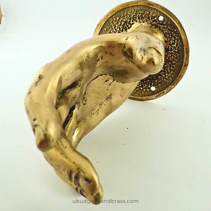 Ubud Glass - Vente Poignée/bouton - Poignée de porte poignée de main en laiton massif – Poignée murale steampunk (gauche/droite)17