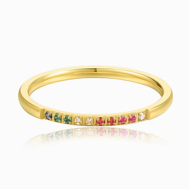 Sierlijke Pave Rainbow CZ-ring voor wholesale door Studdedheartz