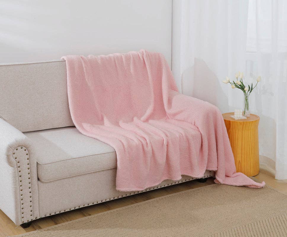 BOD HOME - Wholesale Throw Blanket - Ultra Soft Pink Cotton Blanket0