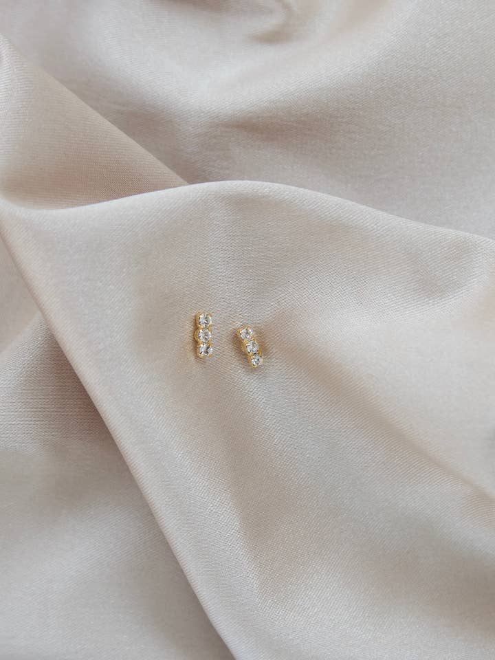 Crystal Sparkle Bar Stud, Everyday Earrings, Bridal for wholesale by TrendingAbove Jewelry