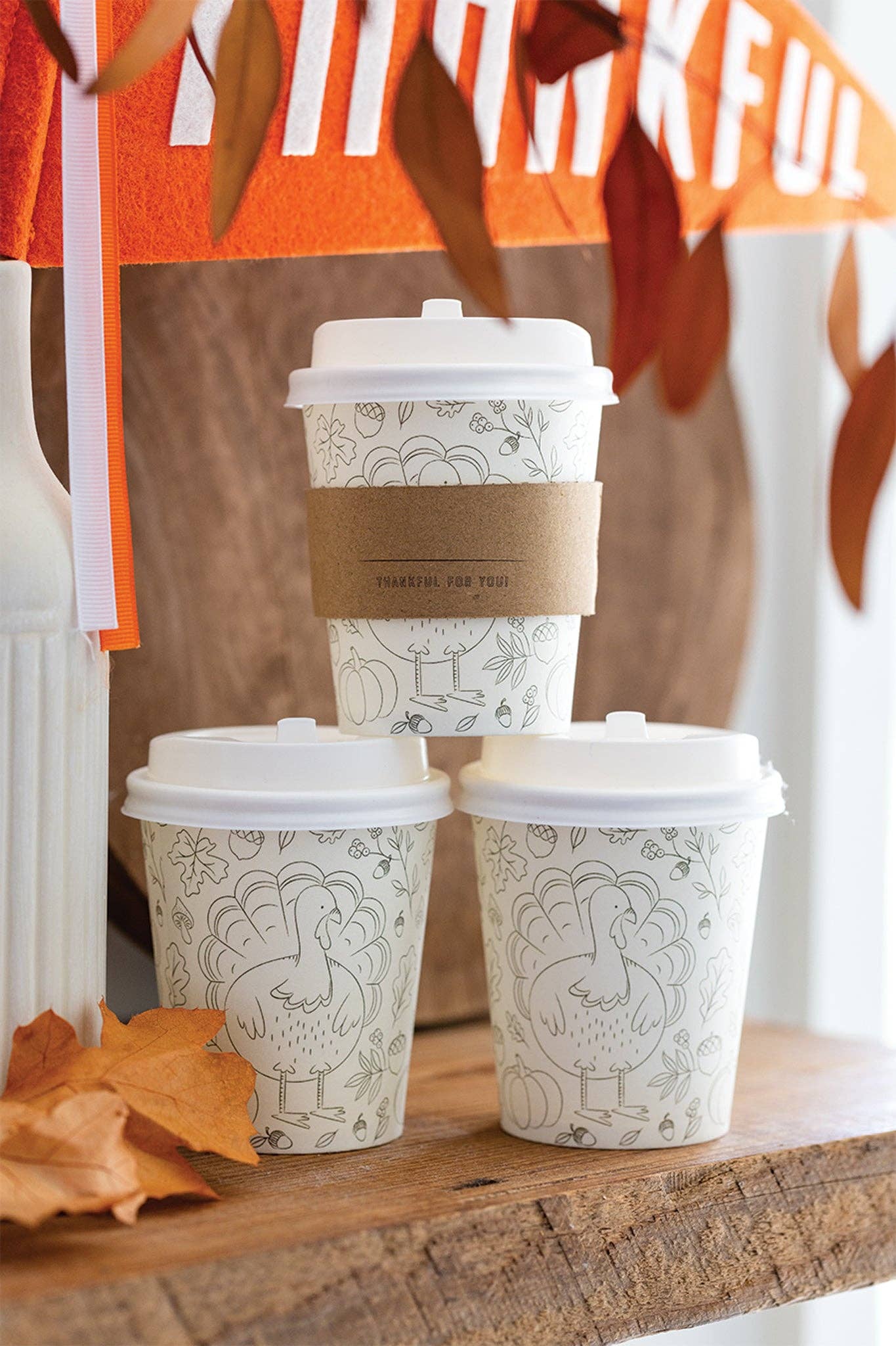 My Mind’s Eye - Wholesale Disposable Cup - THP1012 - Occasions By Shakira - Harvest Coloring Cozy To Go Cup1