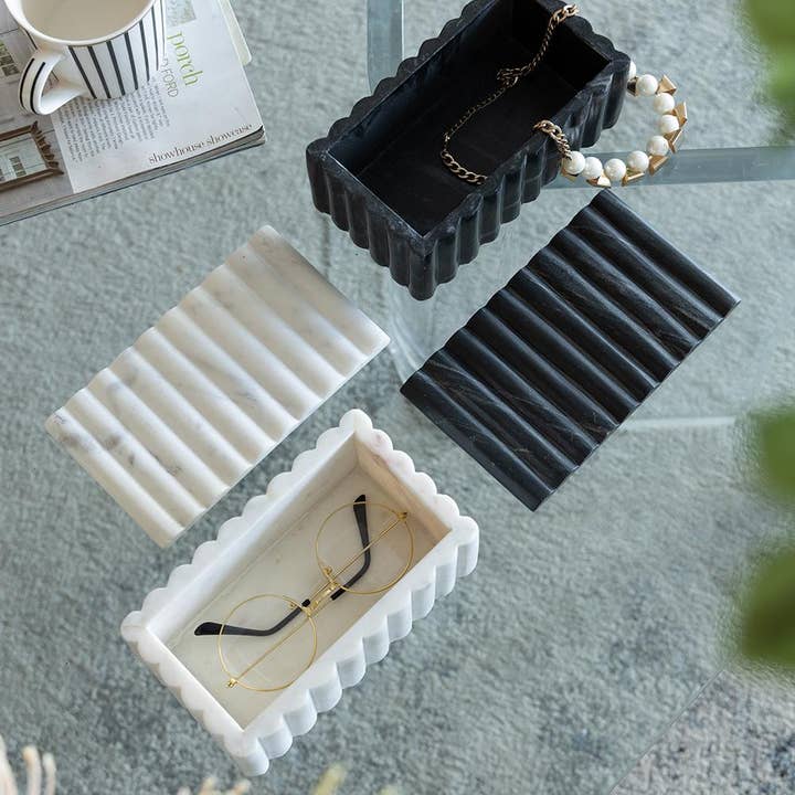 A&B Home Group Inc. - Wholesale Decorative Box - 4x7x3" Black Marble Box - Black8