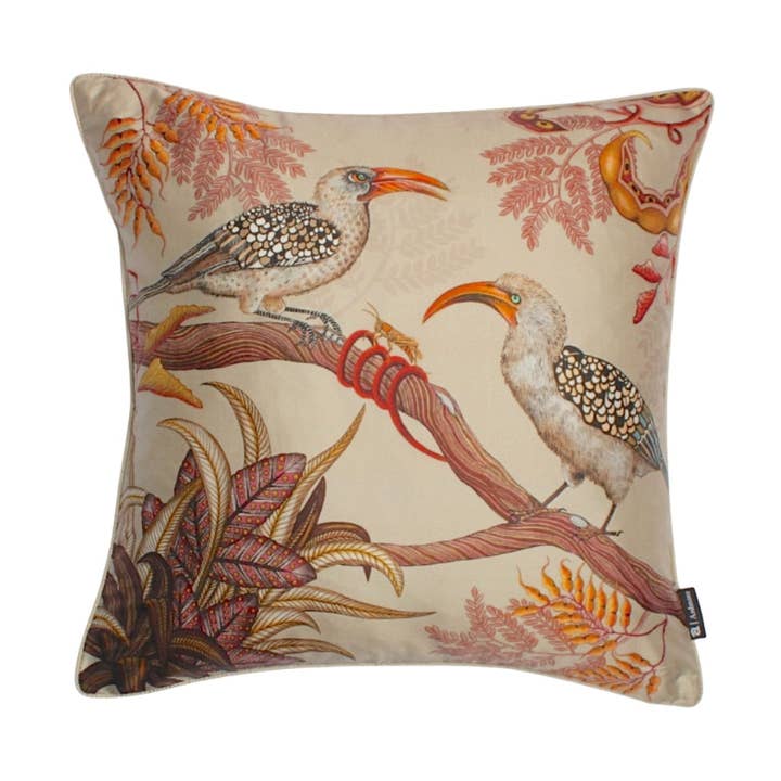 Hornbill Garden Pillow - Silk - Stone for wholesale by Ngala Trading