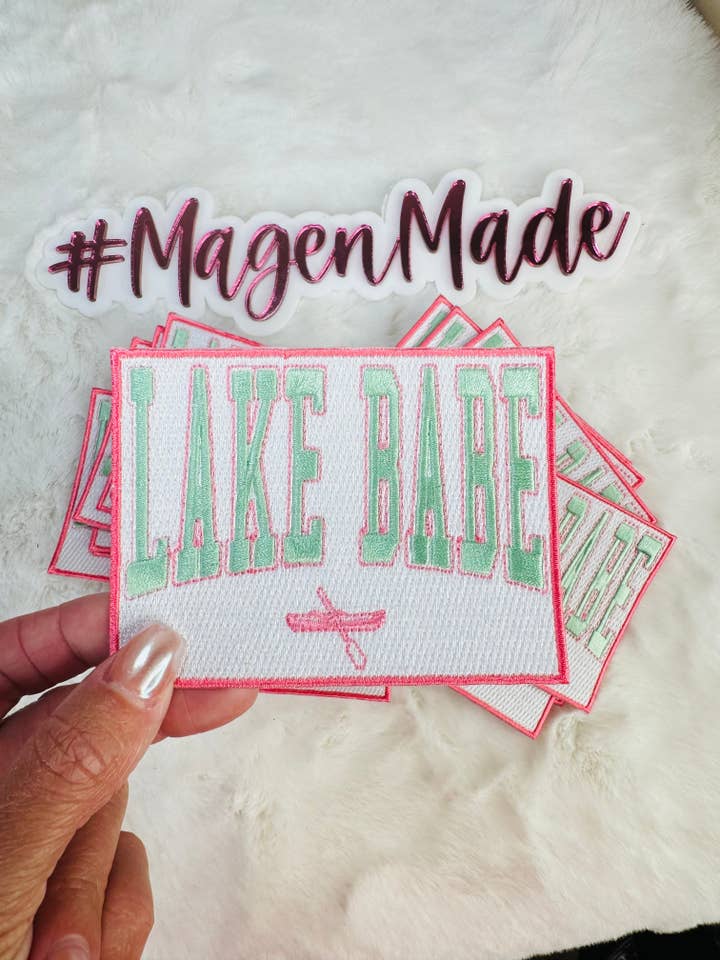 Lake Babe Embroidered Patch for wholesale by Magen Made Designs