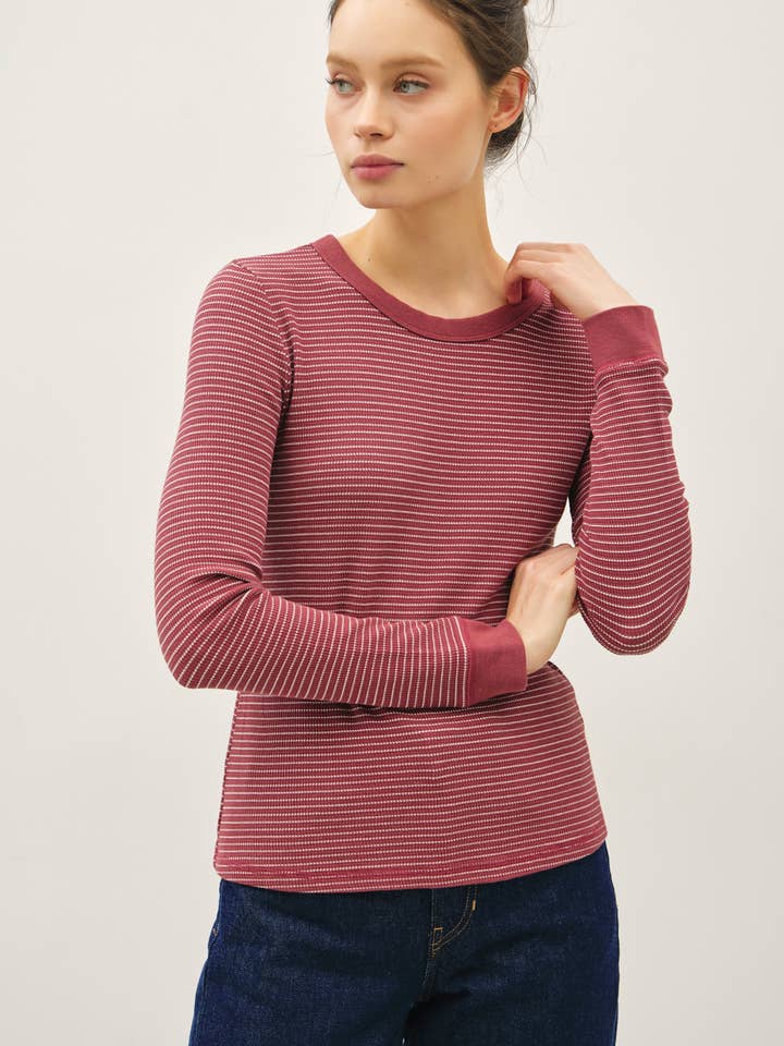 STITCHED THERMAL CREW NECK TOP for wholesale by Be Cool