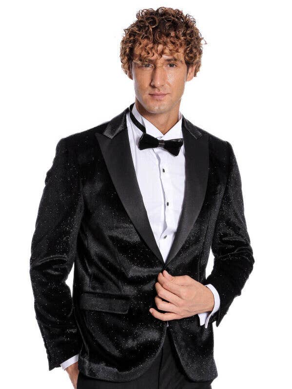 Blazer de Beleza Sparkle Slim Fit Velvet Preto para Homem - Wessi por atacado de Wessi