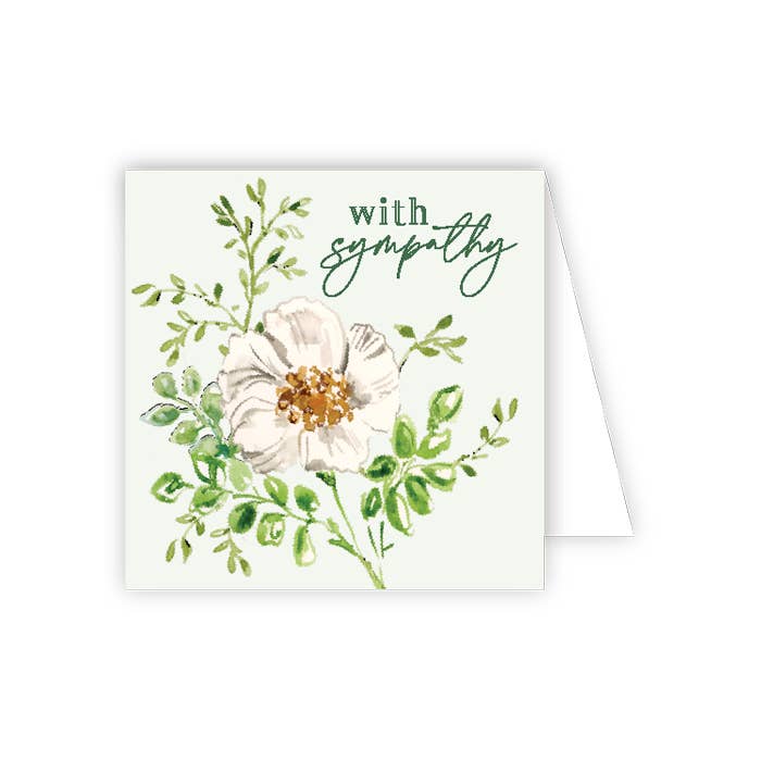 RosanneBeck Collections - Wholesale Everyday Greeting Card - With Sympathy White Flower Enclosure Card0