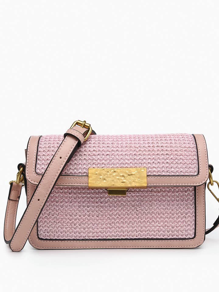 M2313 Elizabeth Straw Crossbody w/ Lock for wholesale by Jen & Co.