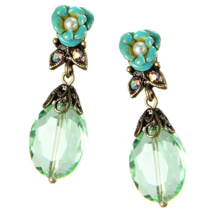Crystal Rose Earrings E1212 for wholesale by Sweet Romance Jewelry
