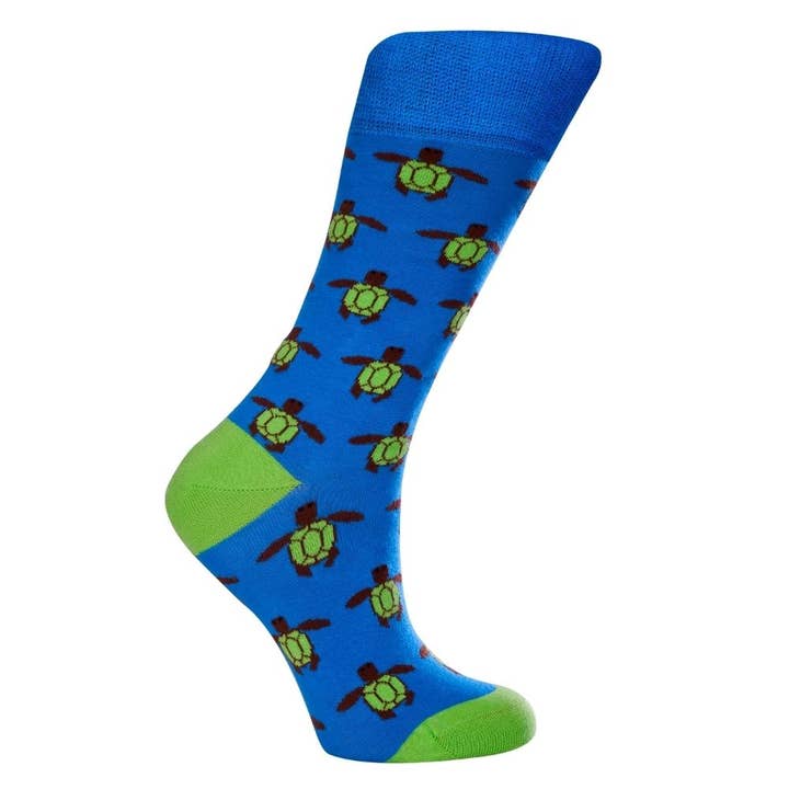 Meias Turtle Colorful Novelty Azul (Unissex) por atacado de Love Sock Company