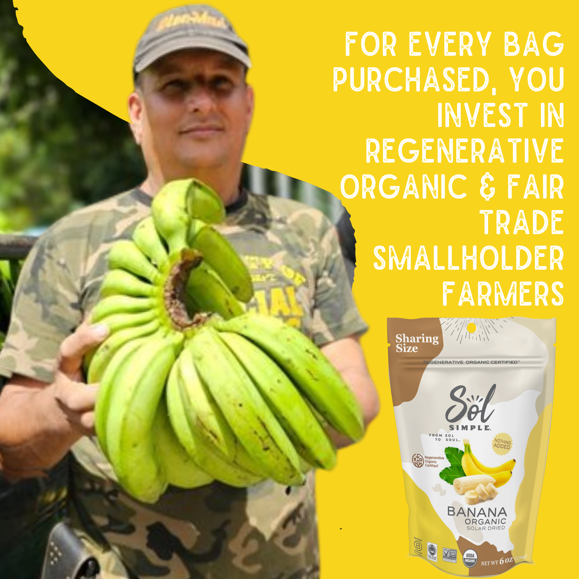 Sol Simple - Wholesale Dried/Dehydrated Fruit - Regenerative Organic Certified Solar Dried Banana - 3oz4