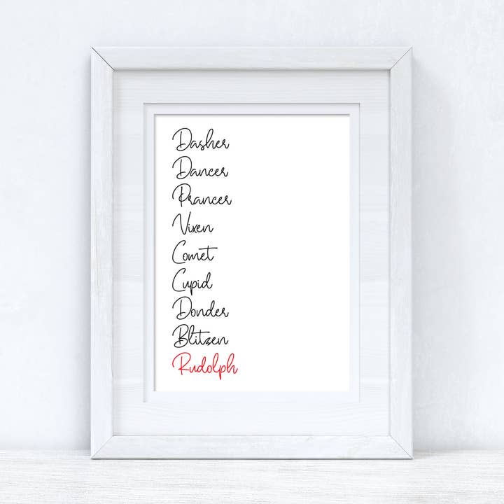 Stampa natalizia per la casa invernale con nomi di renne per la vendita all'ingrosso da parte di WinsterCreations™