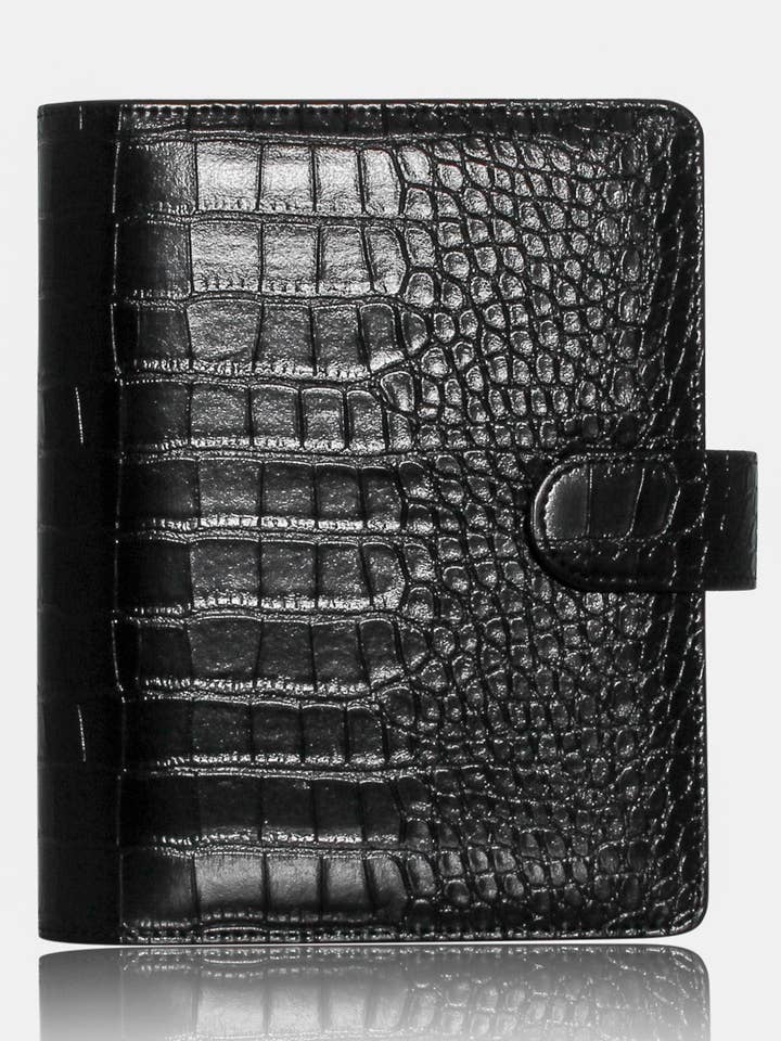 Personal-Wide | Croc Leather Planner Cover - Noir for wholesale by Outlined