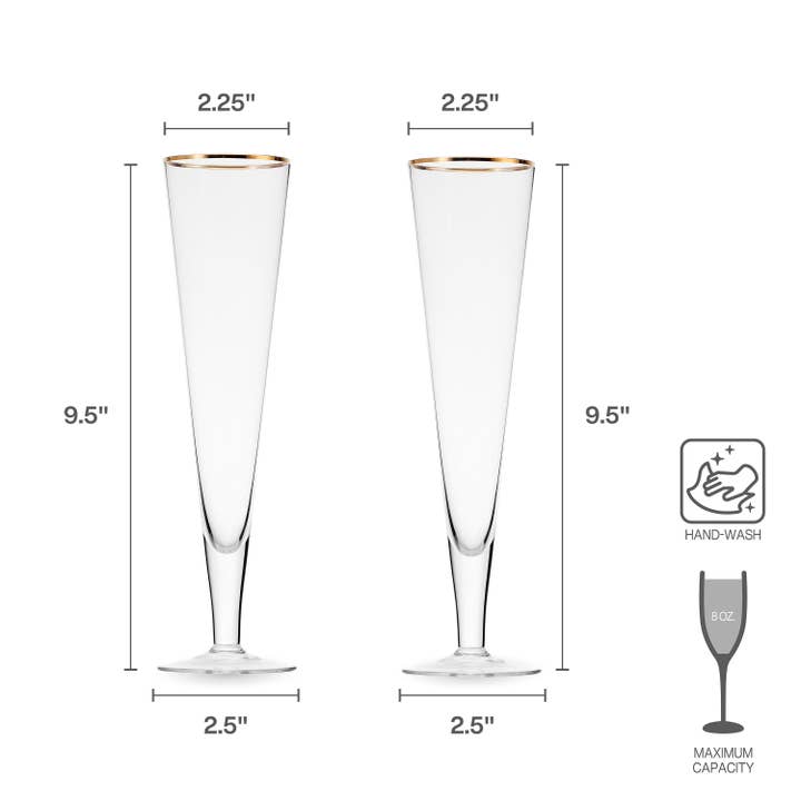 CLEAR Mikasa Toasting Flutes Trumpet Gld S2 Brown Bx Pkg for wholesale on Faire2