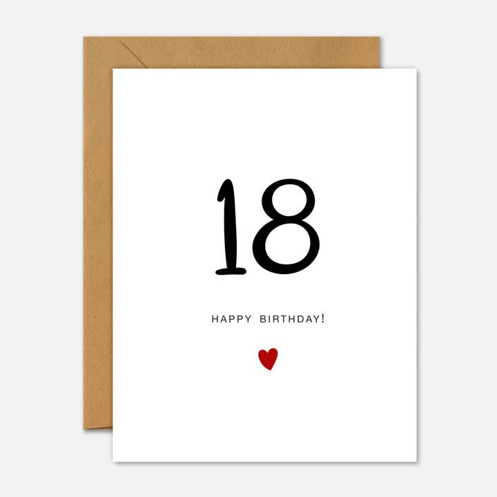 18th Birthday Card - Milestone Birthday Handwriting Red Heart for wholesale by Footnotes