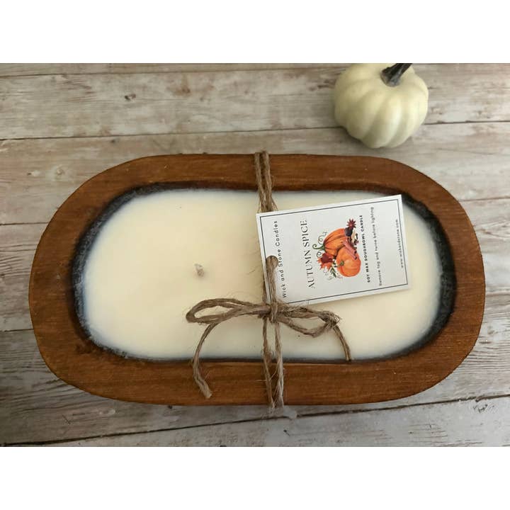 Autumn Spice Triple Wick Dough Bowl Candle for wholesale by Wick and Stone Candles