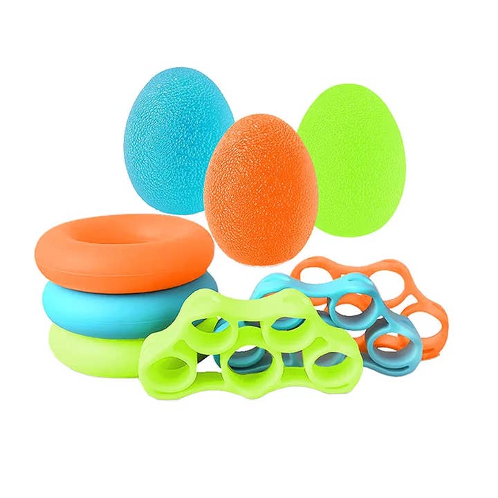 Håndrehabilitering | Sæt med 9 øvelsesredskaber til hånd, fingre og håndled for engroshandel hos ACUS MED