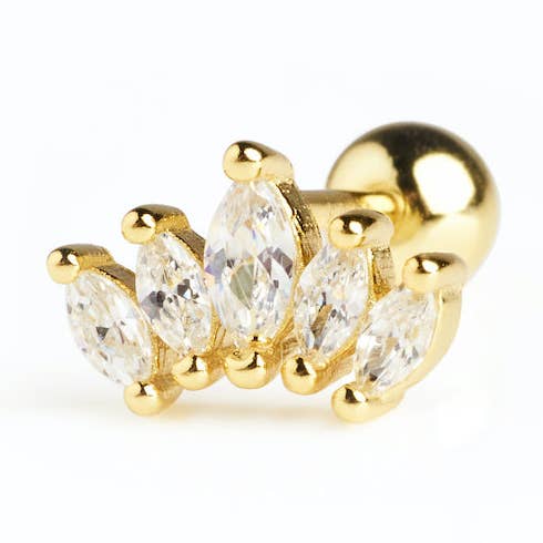 Clous en forme de lotus en forme de haltère en or pour la vente par Cartilage Cartel Ltd