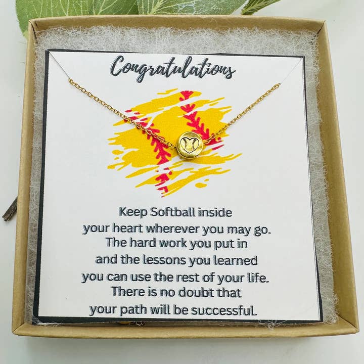 Little Happies Co - Wholesale Pendant/Charm Necklace - Softball Necklace, Gift for Softball player, Softball Team