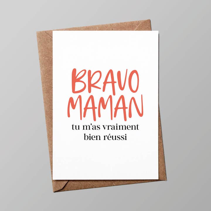 "Mom" Card: Bravo Mom (with envelope) for wholesale by Le shop de Bulma