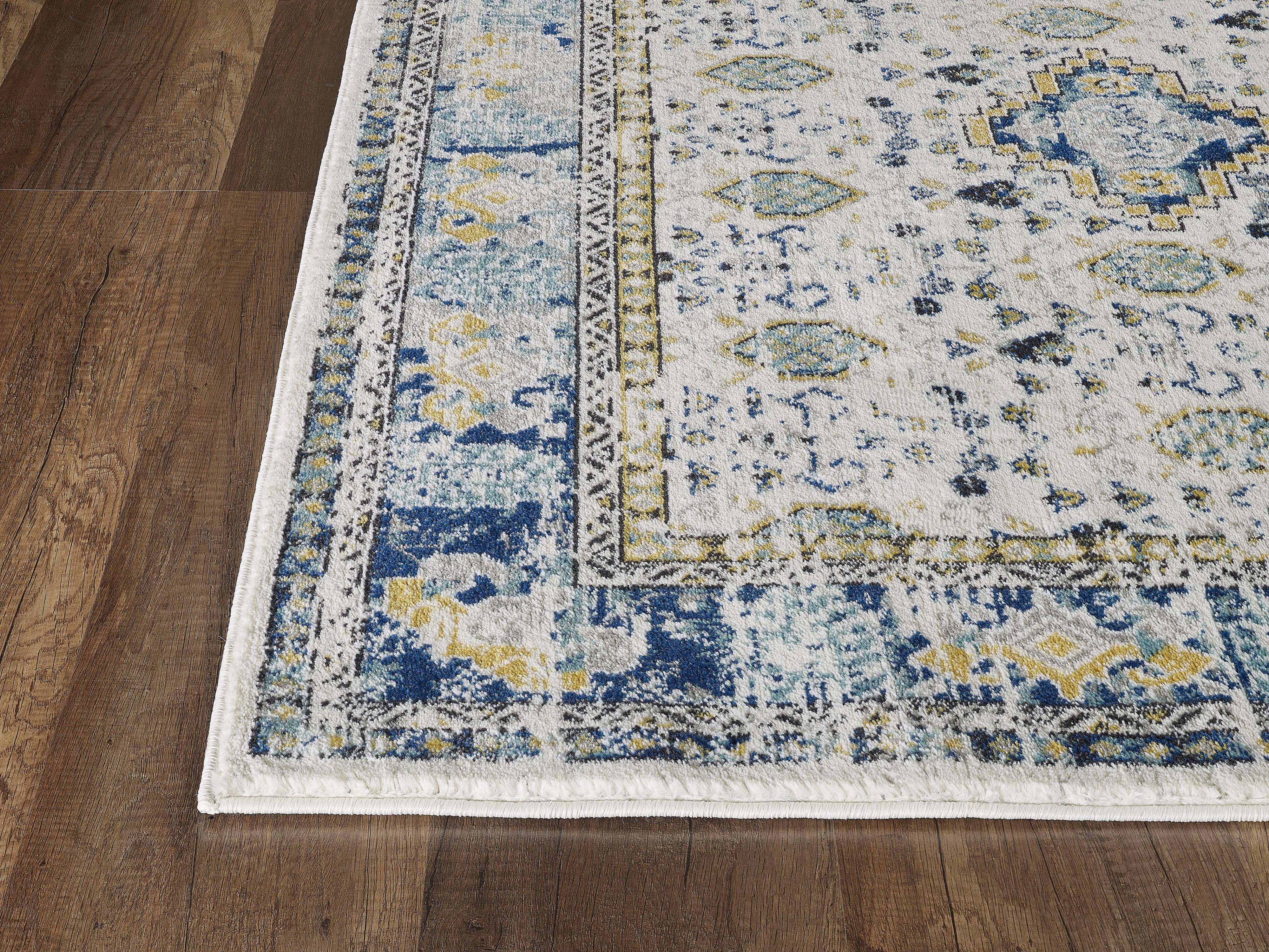 Abani Rugs - Wholesale Area Rug - Abani Porto Traditional Medallion Blue and Ivory Area Rug6