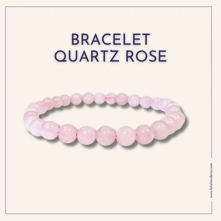 Pulseira Quartzo Rosa Pérolas Redondas - Amor, Ternura, Paz Interior por atacado de L'Atelier d'Eva