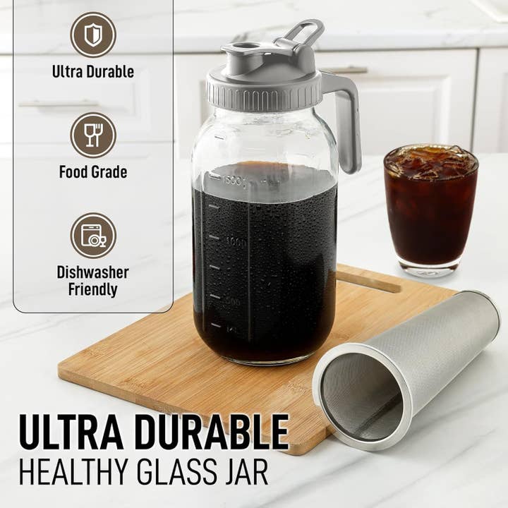 Zulay Kitchen – wholesale Coffee machine – Premium Cold Brew Coffee Maker - 64oz Mason Jar Pitcher