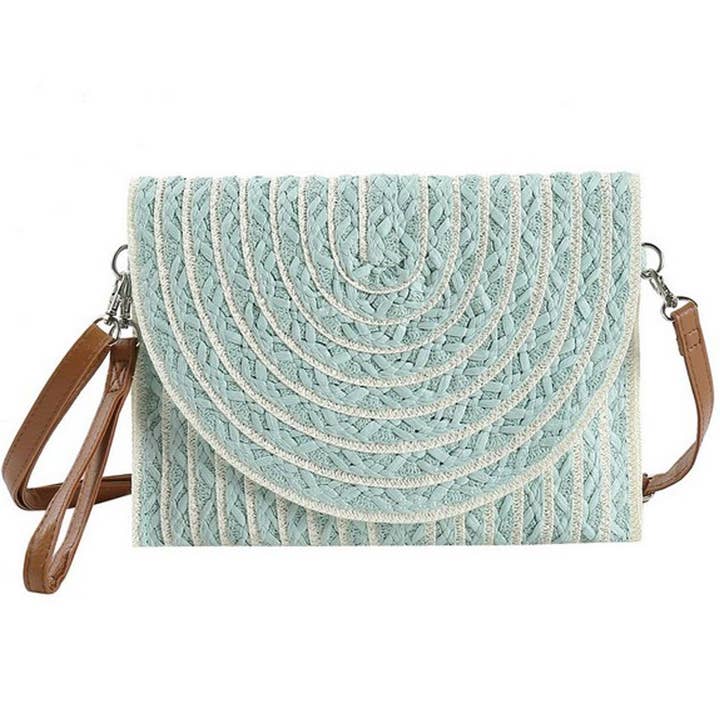 3AM BY H&D ACCESSORIES - Wholesale Clutch Bag - Women's - COLOR STRIPED TWO TONE STRAW CLUTCH & CROSSBODY BAG