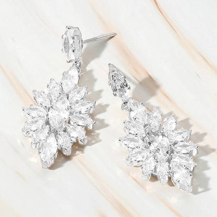 Marquise Stone Cluster Dangle Evening Earrings for wholesale by Sensibling Corp.