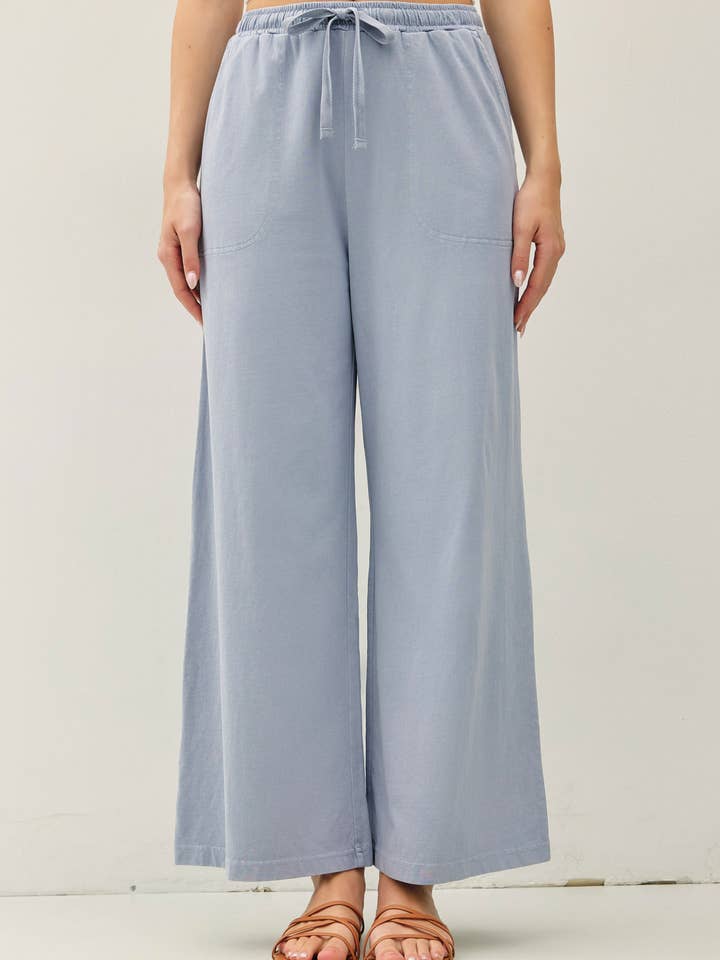 GARMENT-DYED COTTON100 WIDE LEG JERSEY PANTS for wholesale by Be Cool