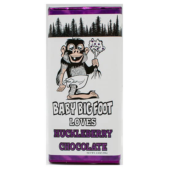 Spokandy Chocolatier - Wholesale Chocolate Bar - 3 oz Solid Milk Chocolate Huckleberry Baby Bigfoot Bar
