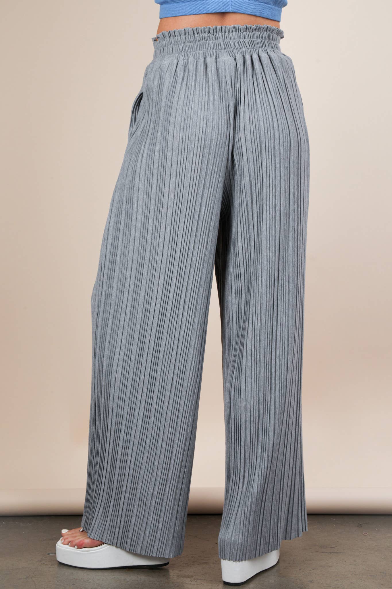 VERY J - Wholesale Pants - Women's - NP70826-Leopard Print & Solid Wide Leg Pleated Pants20