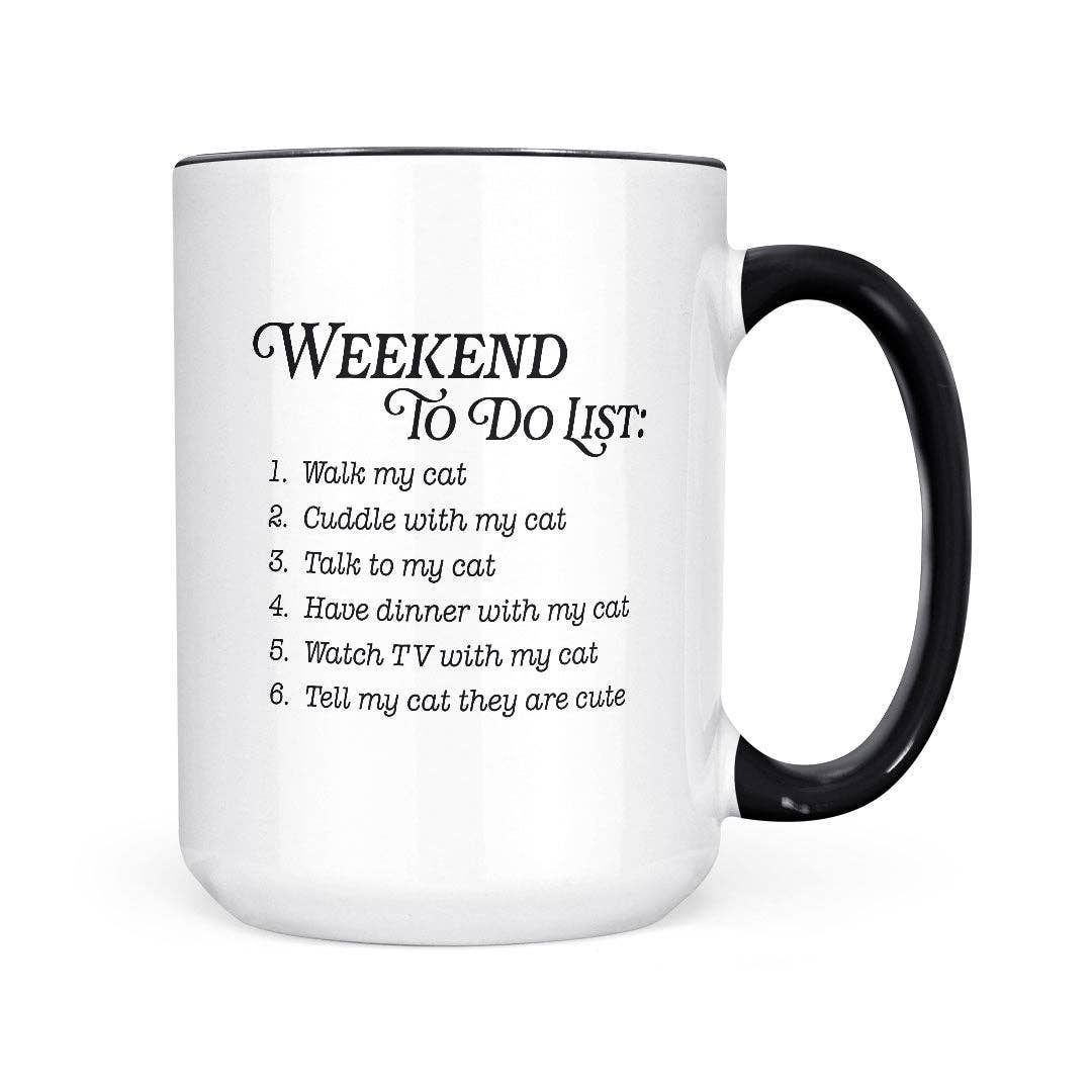 Pinetree Innovations Canada - Wholesale Coffee Mug - Weekend To Do List - Cats | 15oz Mug0