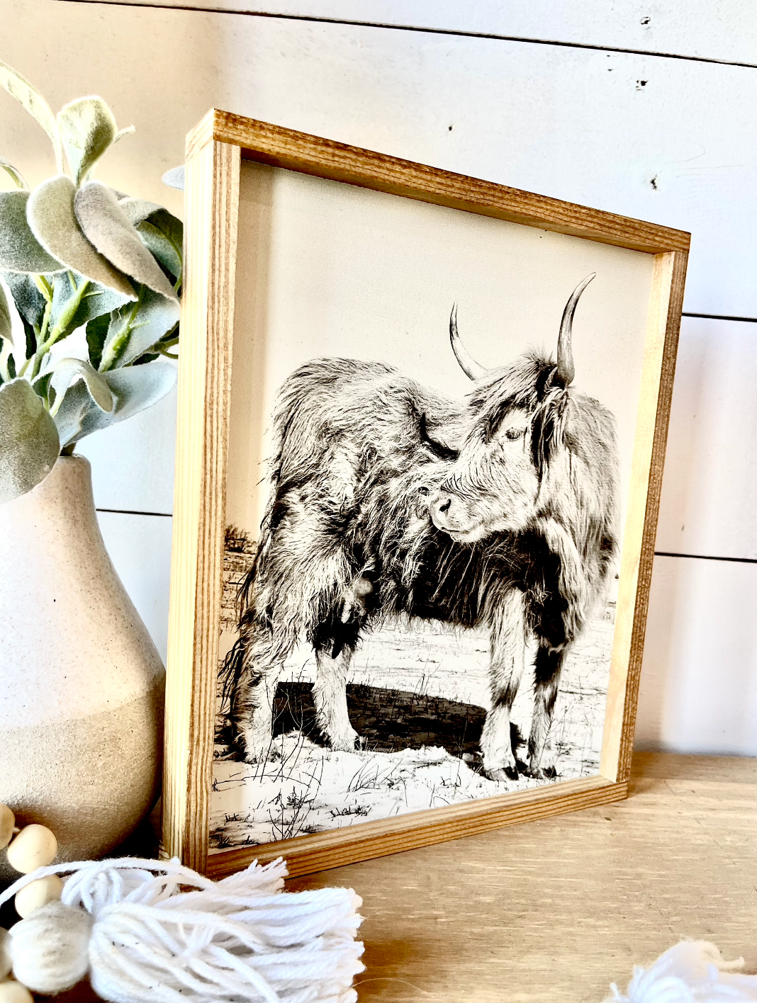 Simply Stained Shop - Wholesale Sign - Lola Looking Back Highland Cow Black and White3