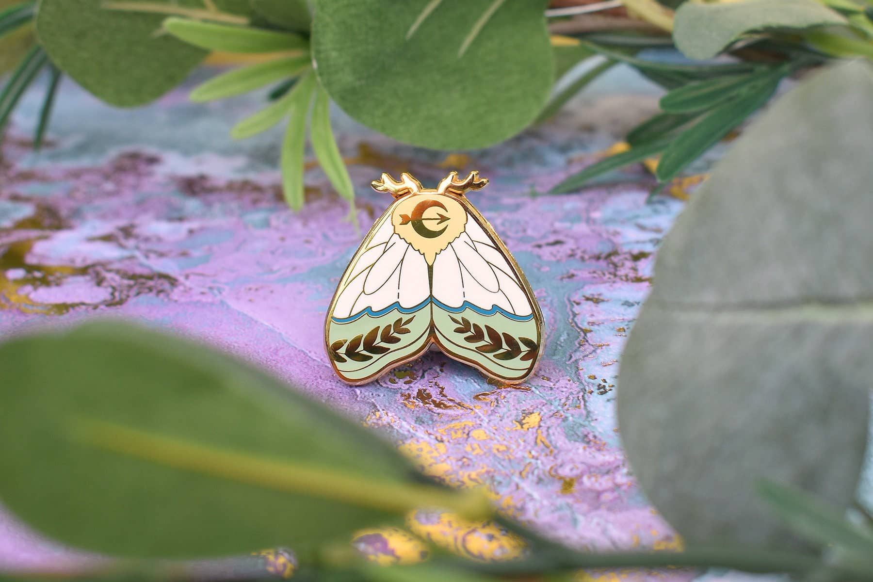 The Moonborn - Wholesale Lapel Pin/Button - Artemis Moth Greek Mythology Olympian Goddess Pin2