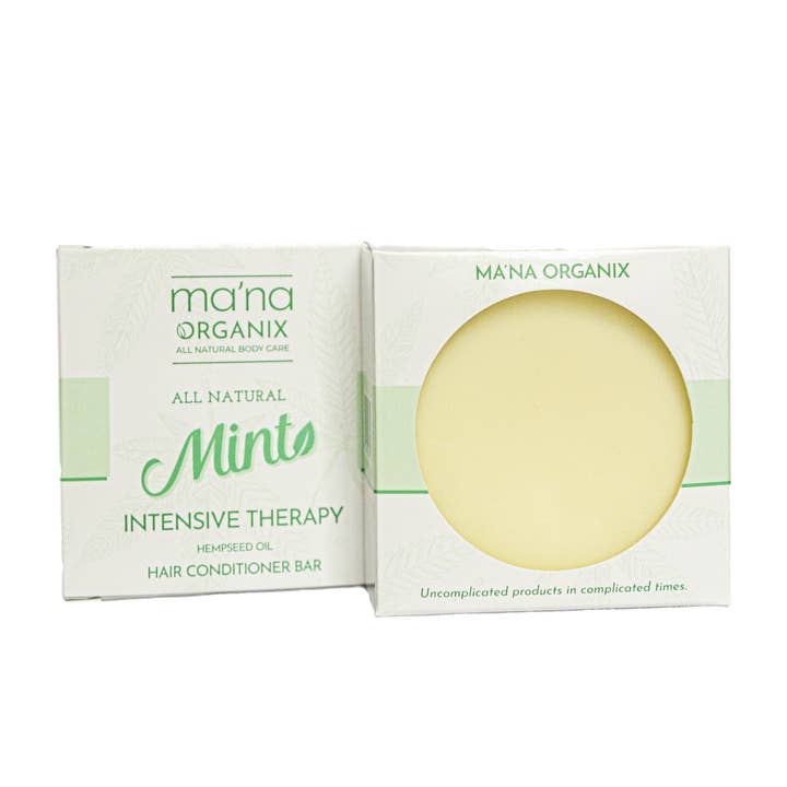 All Natural Mint Hempseed Oil Intensive Hair Conditioner Bar for wholesale by MA'NA ORGANIX