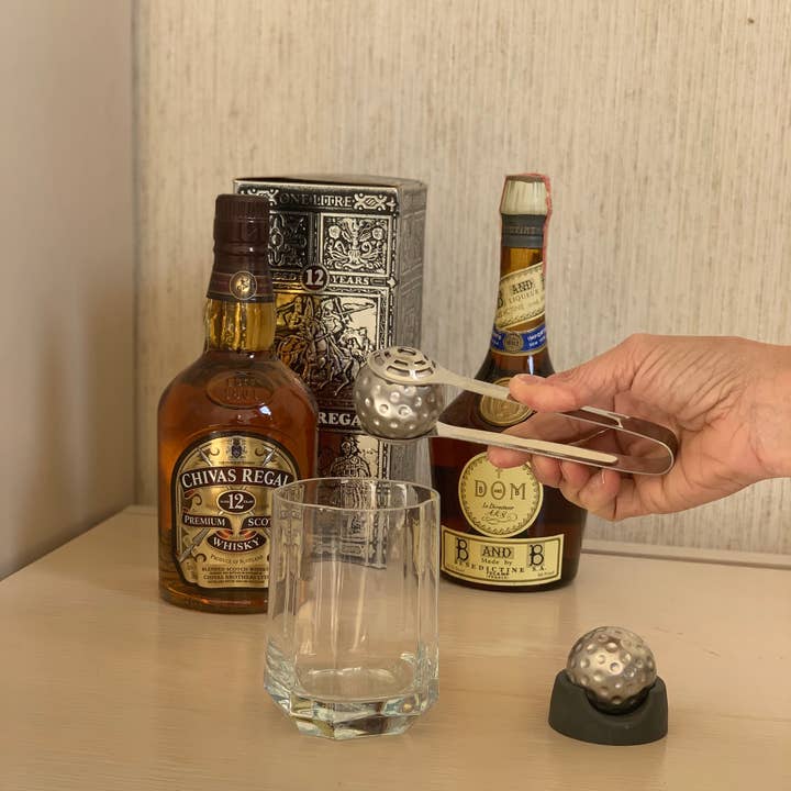 Fox Run Brands - Wholesale Drink Chilling Cubes - Outset 2 Golf Ball Whiskey Cubes with Tongs and Storage Bag