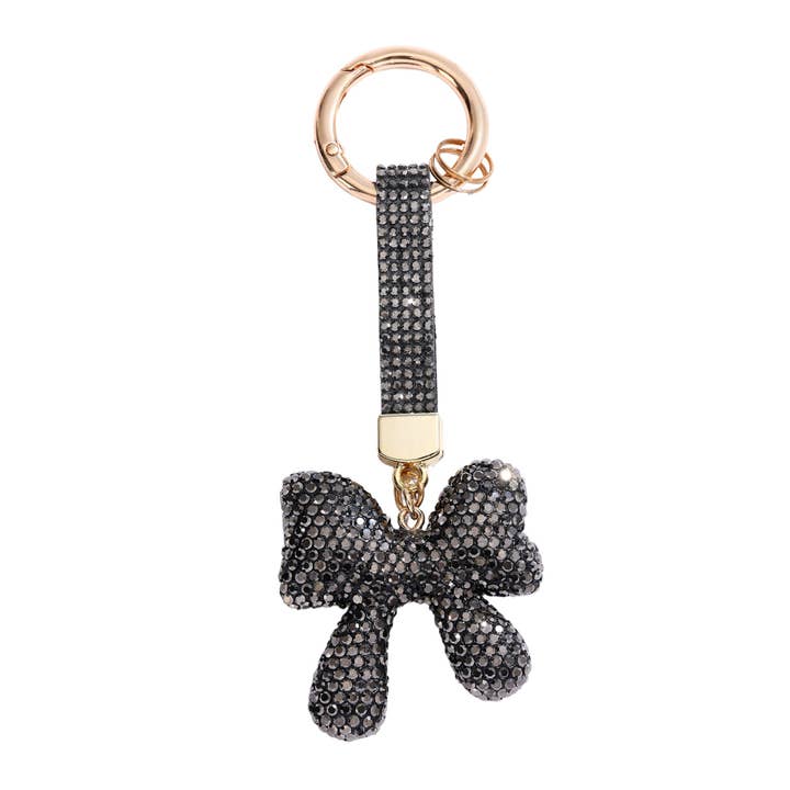 Black - Colourful Crystal Key Chain - Bow for wholesale by Shine Mark Accessories