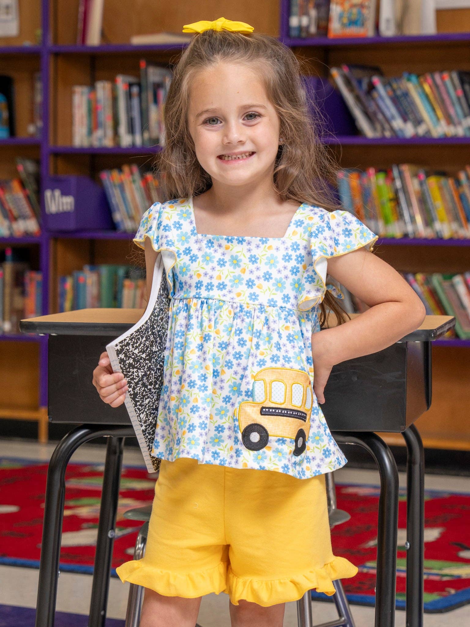 Marie Nicole Clothing - Wholesale Top & Short Set - Kids - Floral Embroidered Bus Route Ruffle Outfit4