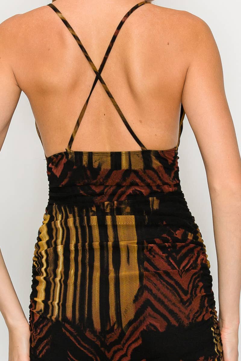 BLACK MUSTARD KD9865-PRINT MESH MAXI DRESS for wholesale on Faire7