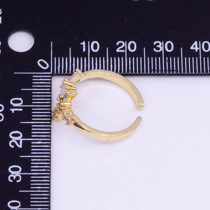 Aim Eternal - Wholesale Multi-Stone Ring - Gold Filled Sideway Cross Clear Baguette CZ Religious Ring